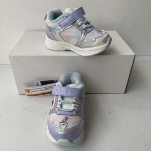 Disney Frozen Elsa & Anna Glittery Sneakers Light-Up White Purple Size 5T Casual